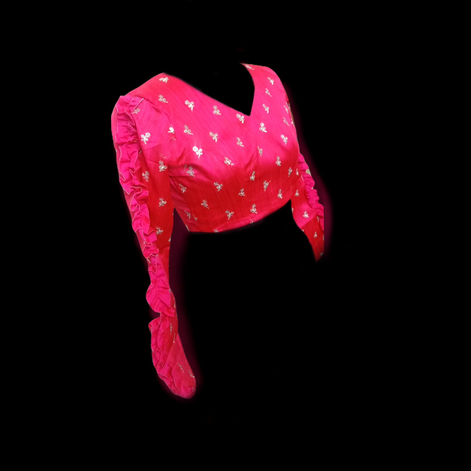 Stylish Dark Pink Top with White Spotted Design
